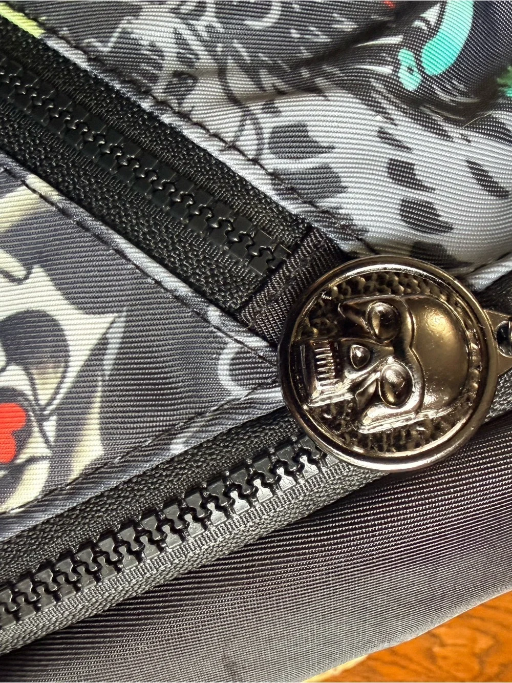 Ed Hardy Black & Gray Graphic Backpack with Multicolor Tattoo Print